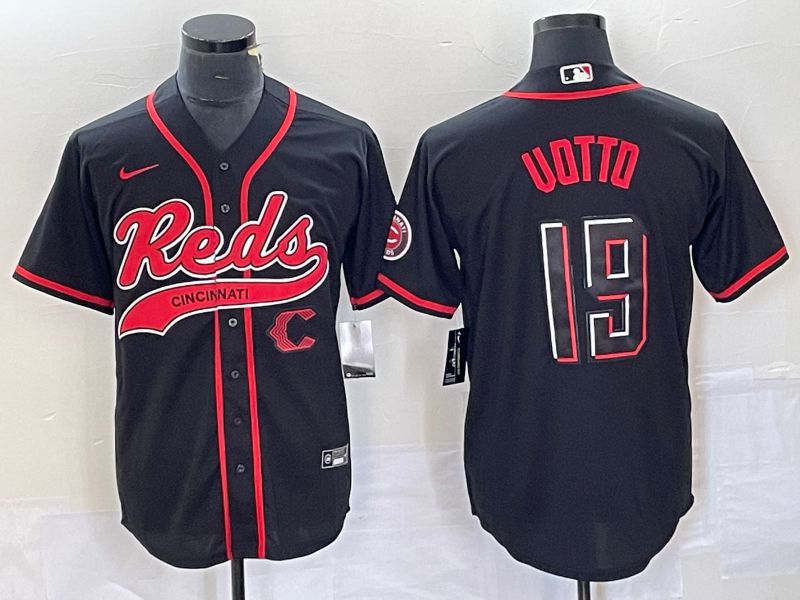 Men Cincinnati Reds 19 Uotto Black Co Branding Nike Game MLB Jersey style 4